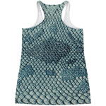Steel Blue Snakeskin Print Women's Racerback Tank Top