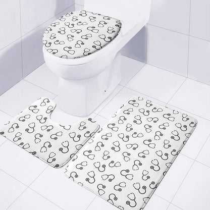 Stethoscope Sign Pattern Print 3 Piece Bath Mat Set