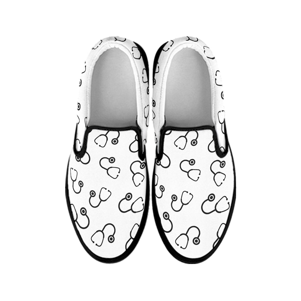 Stethoscope Sign Pattern Print Black Slip On Shoes