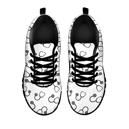 Stethoscope Sign Pattern Print Black Sneakers