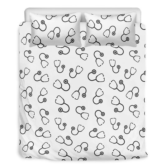 Stethoscope Sign Pattern Print Duvet Cover Bedding Set