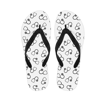Stethoscope Sign Pattern Print Flip Flops