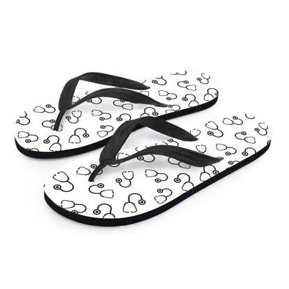 Stethoscope Sign Pattern Print Flip Flops