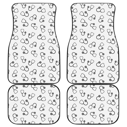 Stethoscope Sign Pattern Print Front and Back Car Floor Mats
