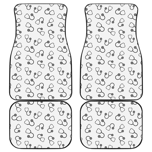 Stethoscope Sign Pattern Print Front and Back Car Floor Mats
