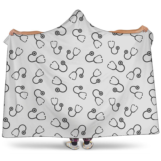 Stethoscope Sign Pattern Print Hooded Blanket
