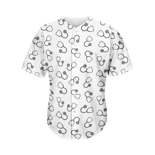 Stethoscope Sign Pattern Print Men's Baseball Jersey