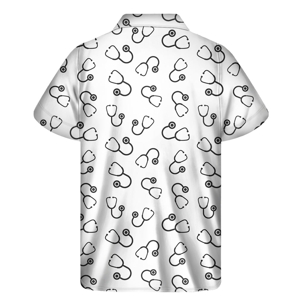 Stethoscope Sign Pattern Print Men's Short Sleeve Shirt