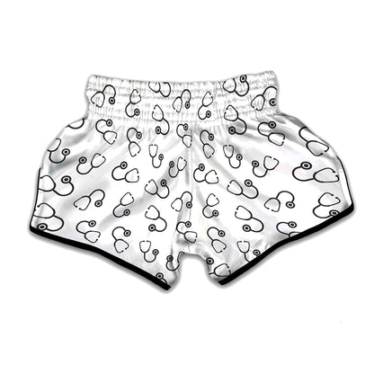 Stethoscope Sign Pattern Print Muay Thai Boxing Shorts