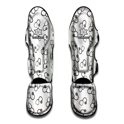 Stethoscope Sign Pattern Print Muay Thai Shin Guard