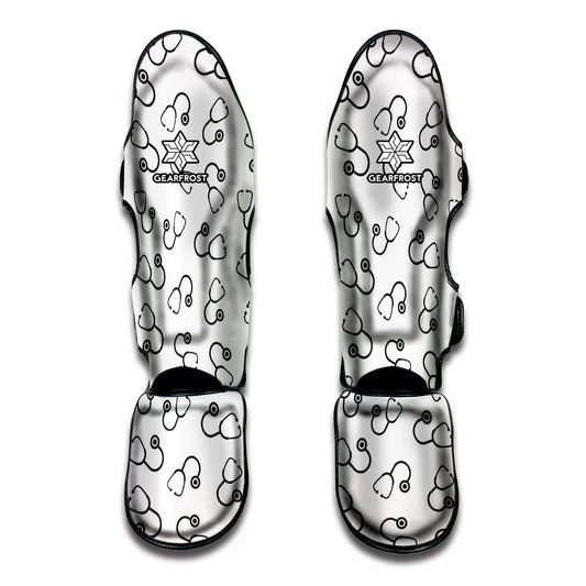 Stethoscope Sign Pattern Print Muay Thai Shin Guard