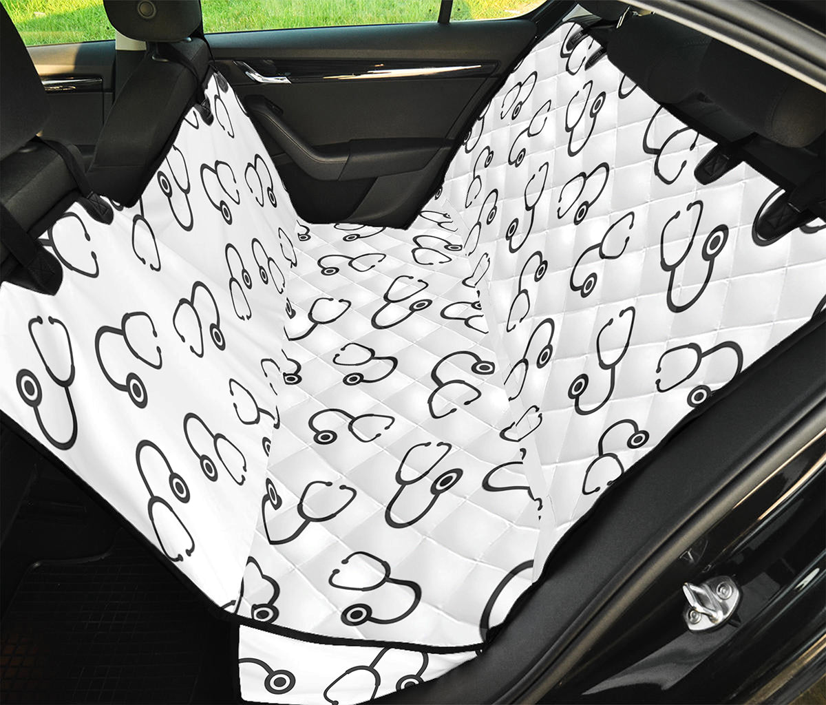 Stethoscope Sign Pattern Print Pet Car Back Seat Cover