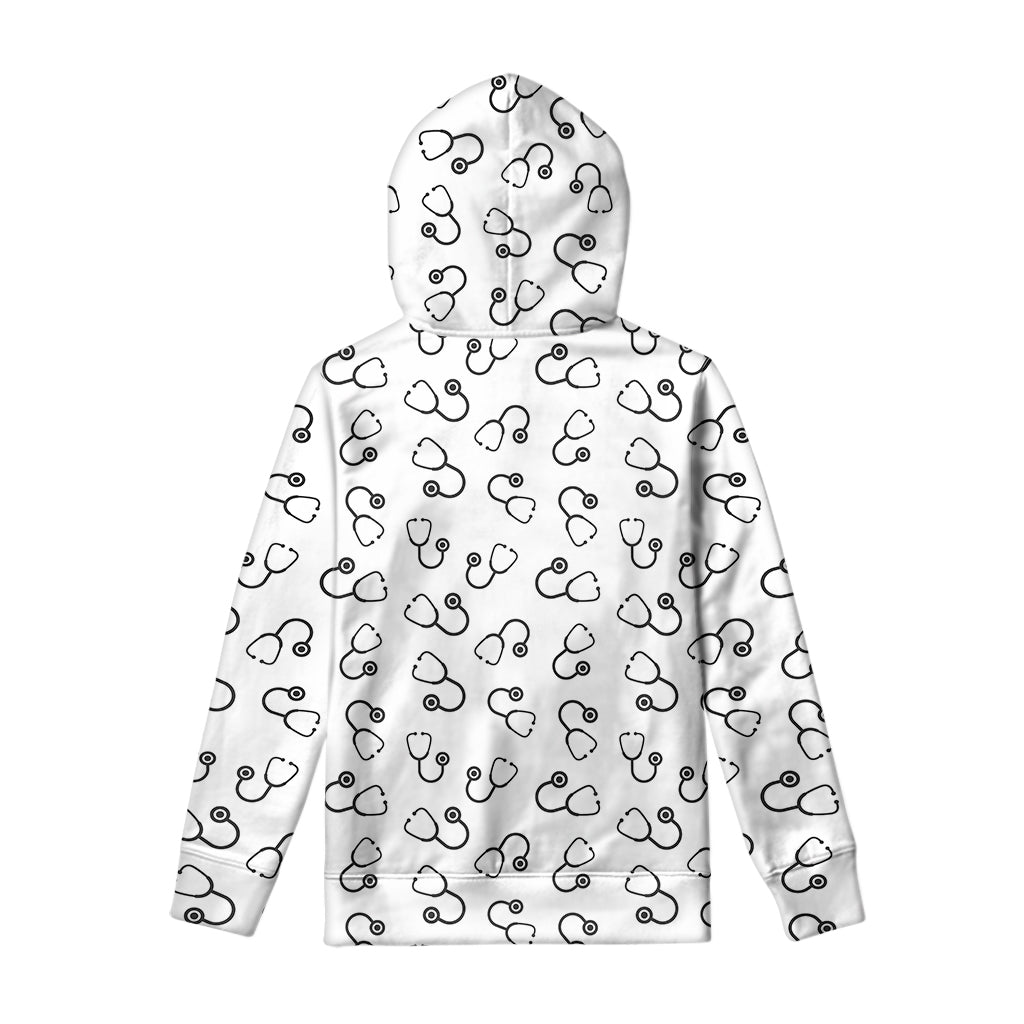 Stethoscope Sign Pattern Print Pullover Hoodie
