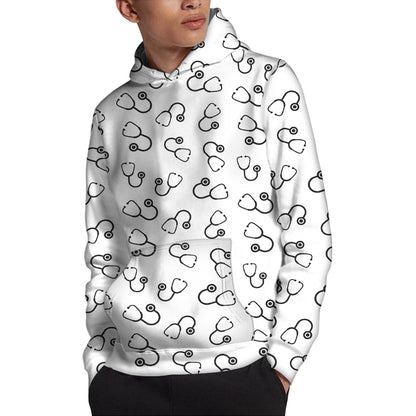 Stethoscope Sign Pattern Print Pullover Hoodie