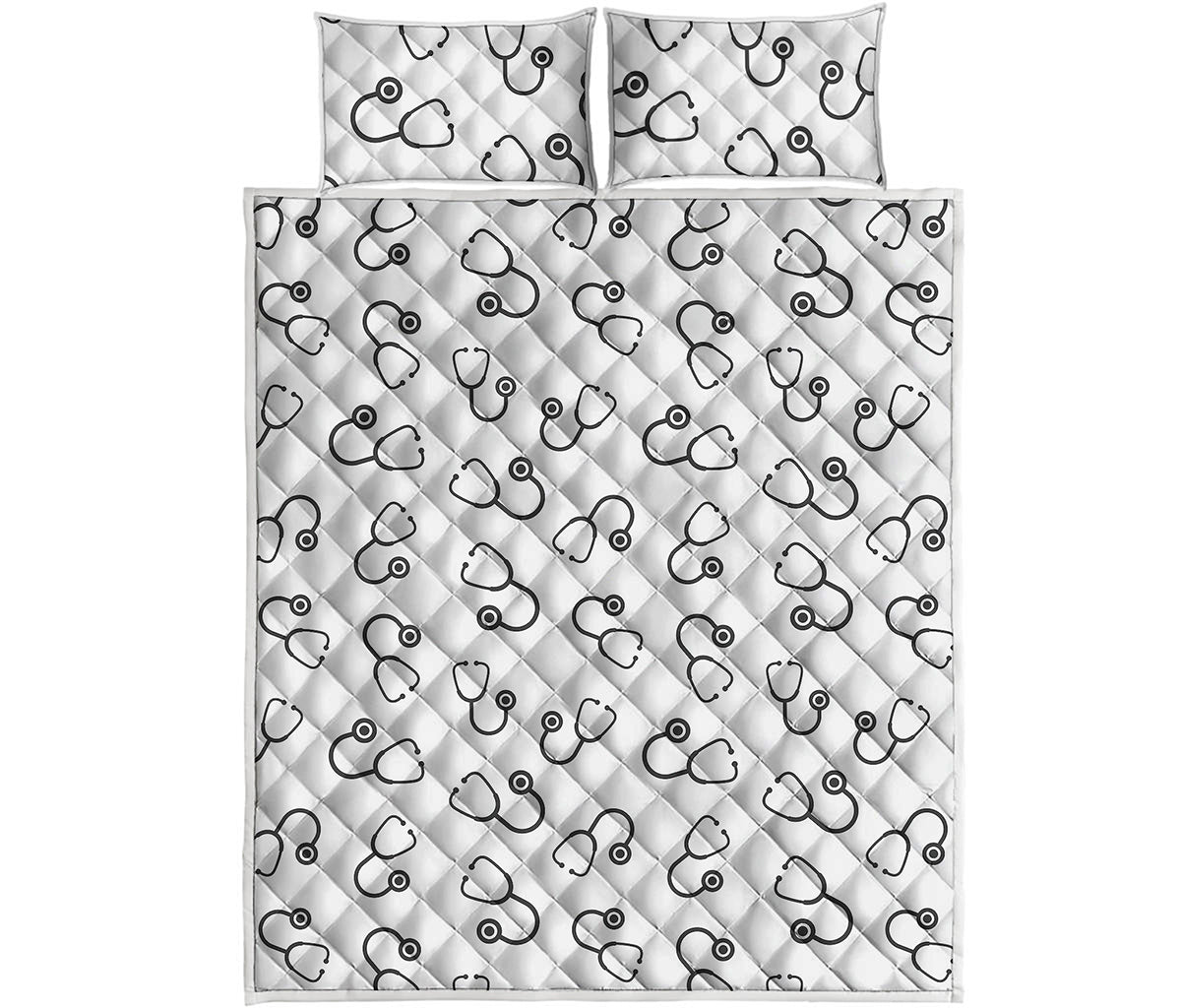 Stethoscope Sign Pattern Print Quilt Bed Set