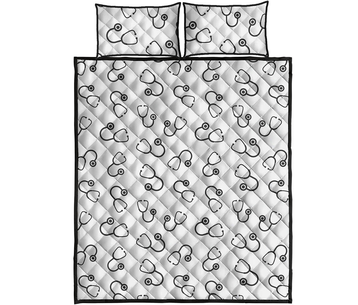 Stethoscope Sign Pattern Print Quilt Bed Set