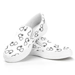 Stethoscope Sign Pattern Print White Slip On Shoes