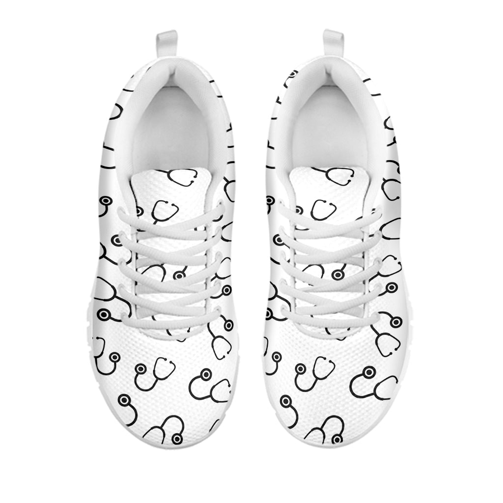 Stethoscope Sign Pattern Print White Sneakers
