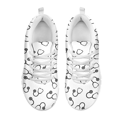 Stethoscope Sign Pattern Print White Sneakers