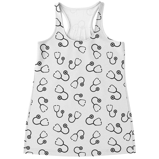 Stethoscope Sign Pattern Print Women's Racerback Tank Top