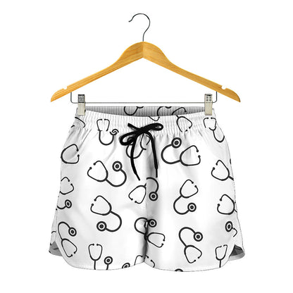 Stethoscope Sign Pattern Print Women's Shorts