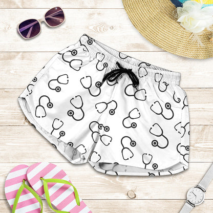 Stethoscope Sign Pattern Print Women's Shorts