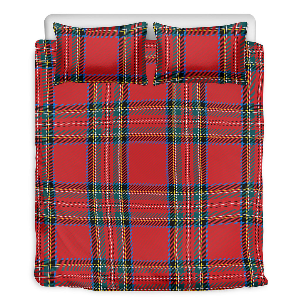 Stewart Tartan Scottish Pattern Print Duvet Cover Bedding Set