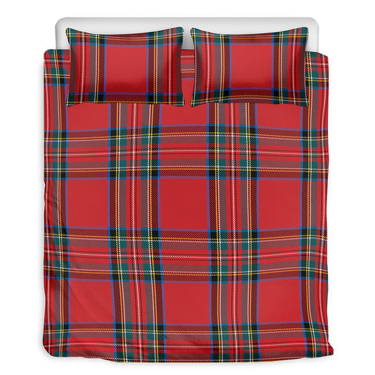 Stewart Tartan Scottish Pattern Print Duvet Cover Bedding Set