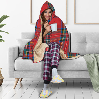 Stewart Tartan Scottish Pattern Print Hooded Blanket