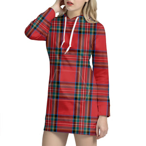 Stewart Tartan Scottish Pattern Print Hoodie Dress