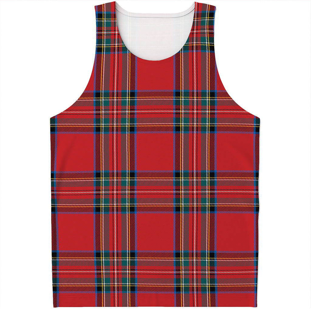 Stewart Tartan Scottish Pattern Print Men's Tank Top