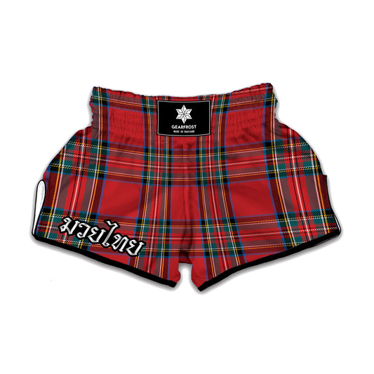Stewart Tartan Scottish Pattern Print Muay Thai Boxing Shorts