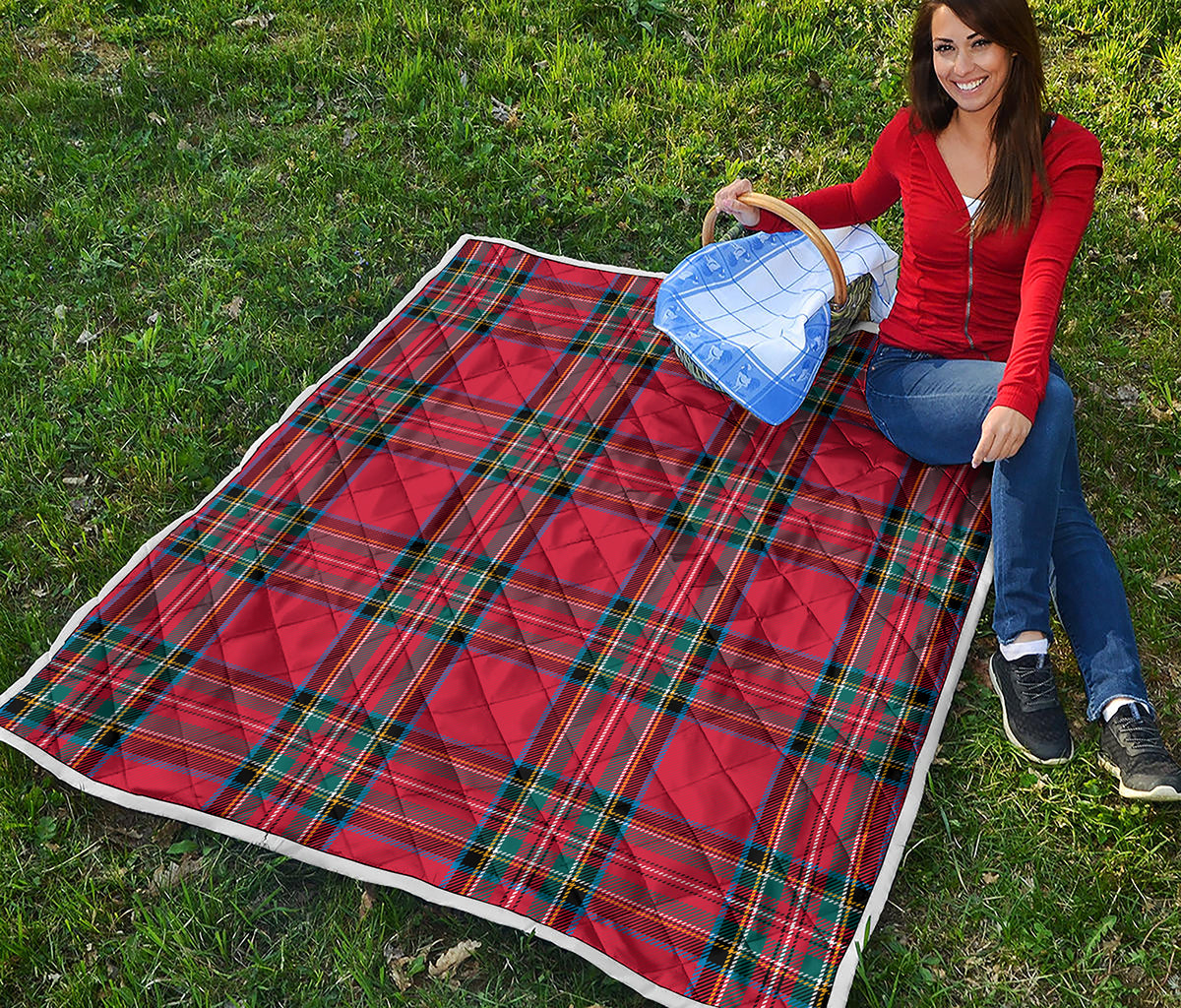 Stewart Tartan Scottish Pattern Print Quilt