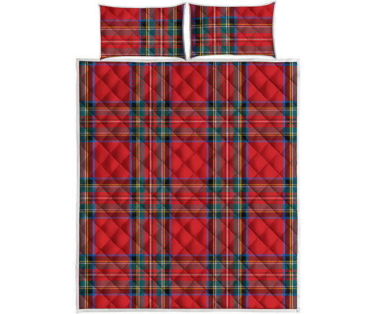 Stewart Tartan Scottish Pattern Print Quilt Bed Set