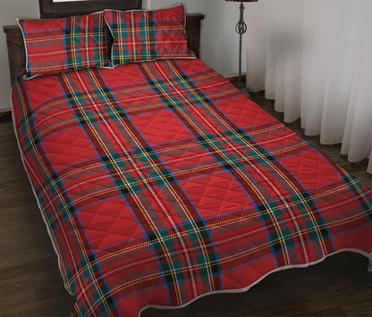 Stewart Tartan Scottish Pattern Print Quilt Bed Set