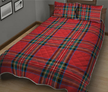Stewart Tartan Scottish Pattern Print Quilt Bed Set