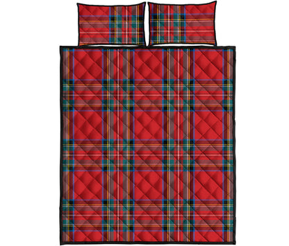 Stewart Tartan Scottish Pattern Print Quilt Bed Set