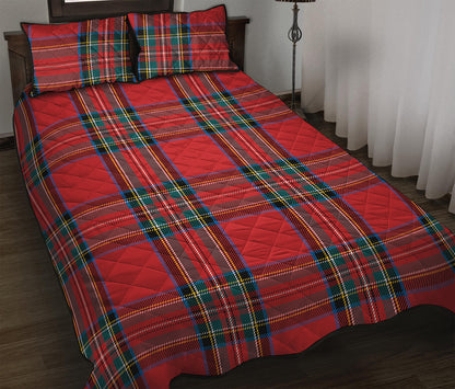 Stewart Tartan Scottish Pattern Print Quilt Bed Set