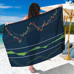 Stock Candlestick And Indicators Print Beach Sarong Wrap