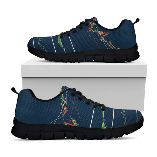 Stock Candlestick And Indicators Print Black Sneakers