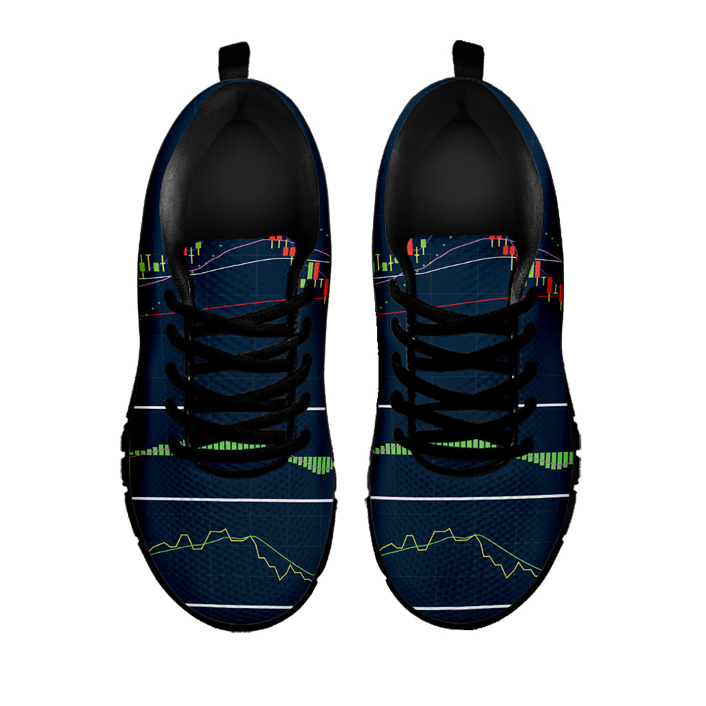 Stock Candlestick And Indicators Print Black Sneakers