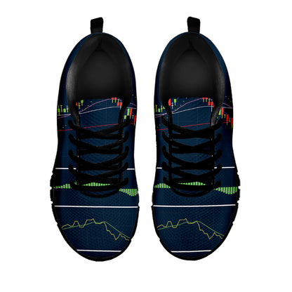 Stock Candlestick And Indicators Print Black Sneakers