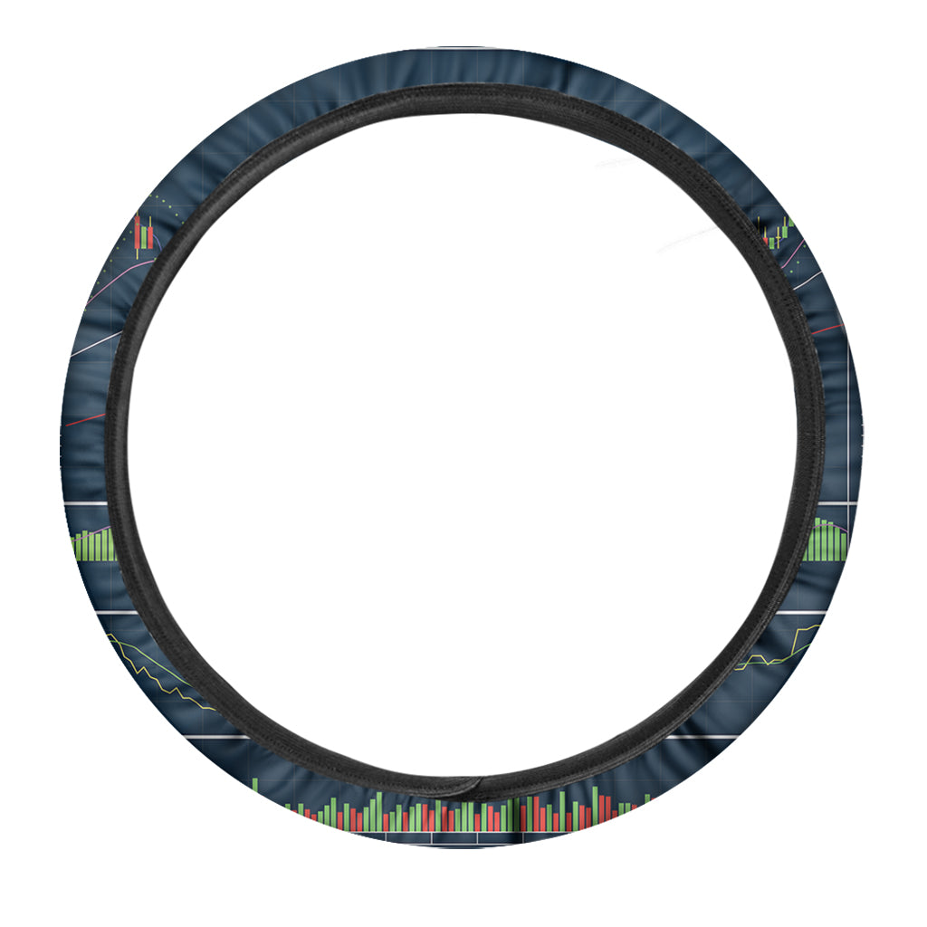 Stock Candlestick And Indicators Print Car Steering Wheel Cover