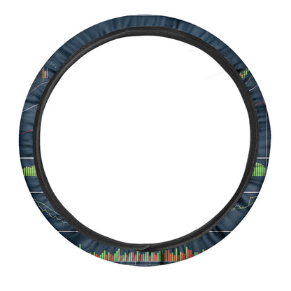 Stock Candlestick And Indicators Print Car Steering Wheel Cover