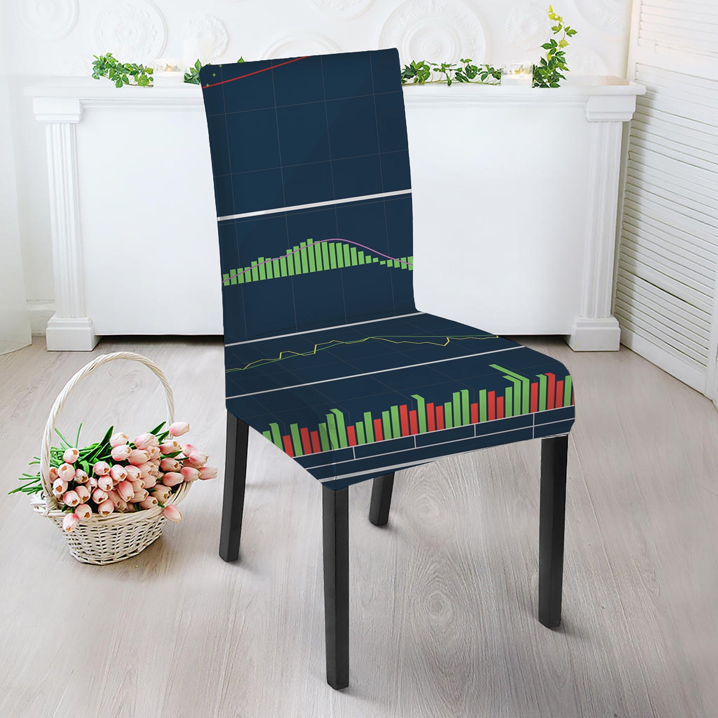 Stock Candlestick And Indicators Print Dining Chair Slipcover