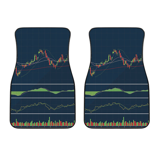 Stock Candlestick And Indicators Print Front Car Floor Mats