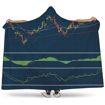 Stock Candlestick And Indicators Print Hooded Blanket