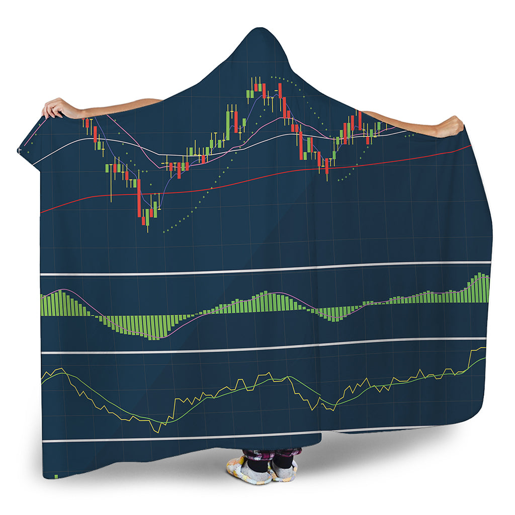 Stock Candlestick And Indicators Print Hooded Blanket