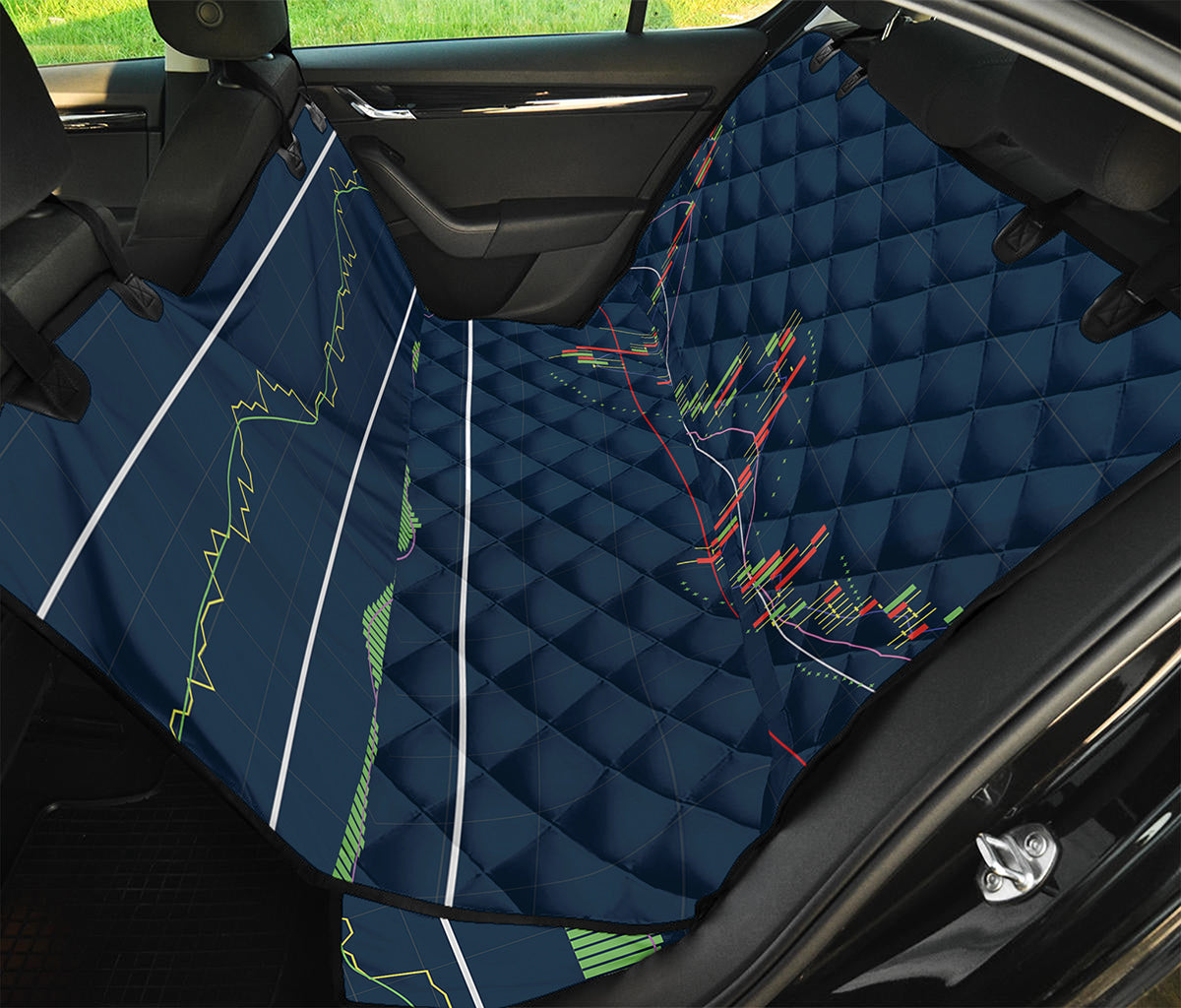 Stock Candlestick And Indicators Print Pet Car Back Seat Cover