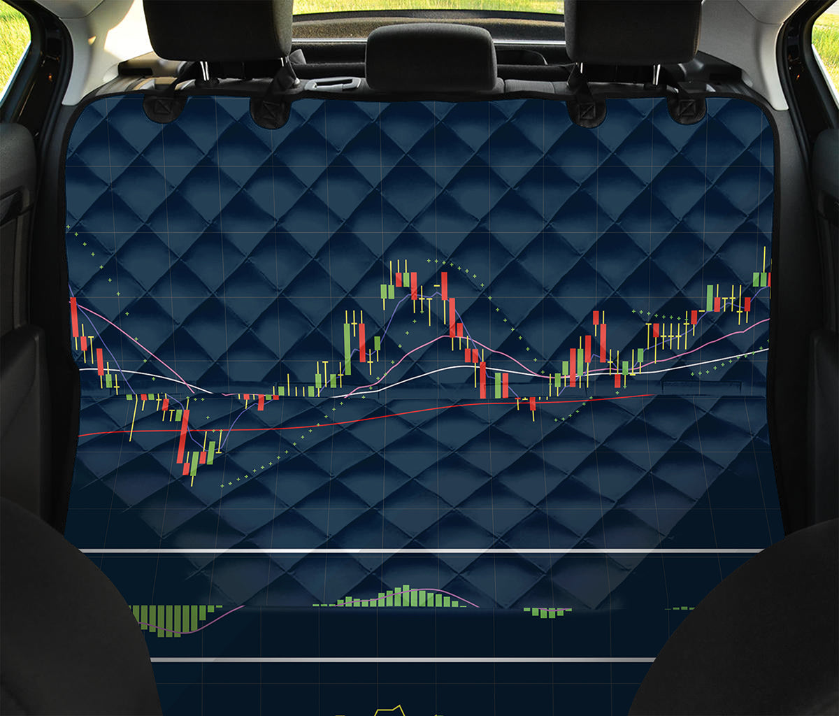 Stock Candlestick And Indicators Print Pet Car Back Seat Cover